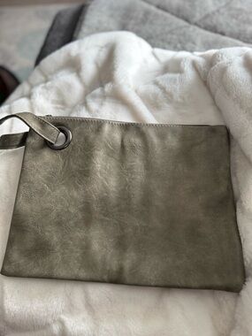 Minimalist Olive Green Wristlet Clutch